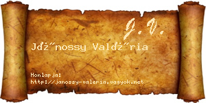Jánossy Valéria névjegykártya